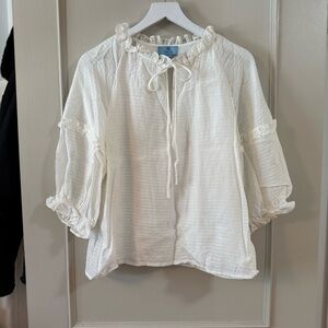 CeCe White Blouse with Ruffle Details